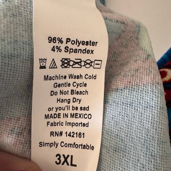 LuLaRoe Nicole Floral Multicolor Dress Short Sleeve Plus Size Artsy Size 3XL - Picture 7 of 7